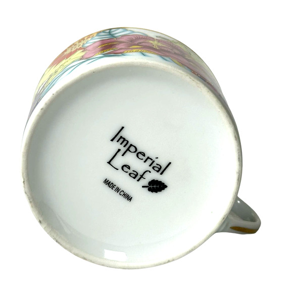 Vintage Imperial Tobacco Leaf China Floral Gold Trim Flat Bottom Cup Retired - Picture 5 of 7